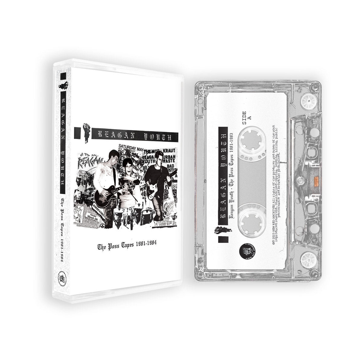 Cease & Desist Records Reagan Youth The Poss Tapes cassette from 1981-1984, featuring punk rock album cover with artwork and text.