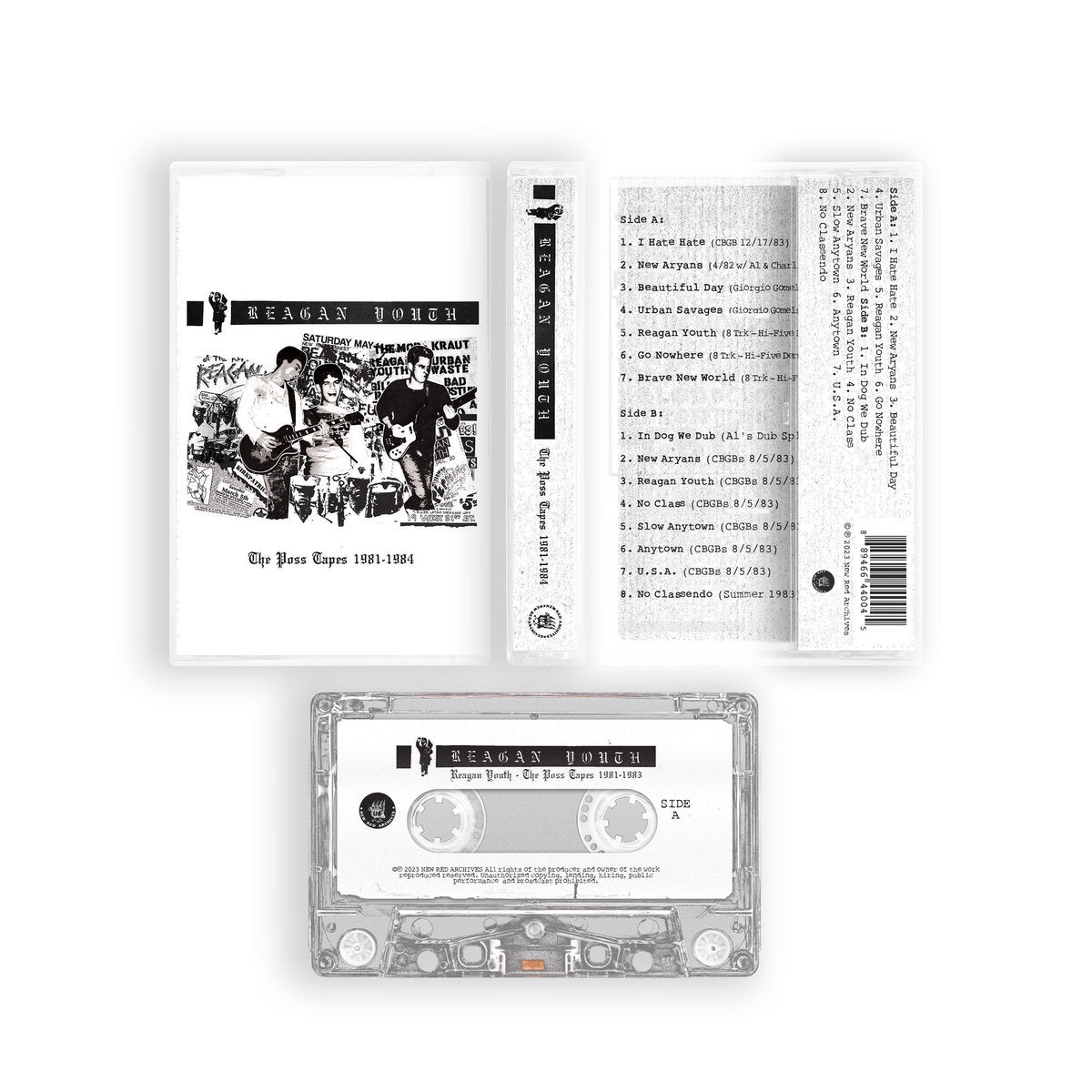 Reagan Youth The Poss Tapes cassette album by Cease & Desist Records, featuring punk music from 1981-1984.