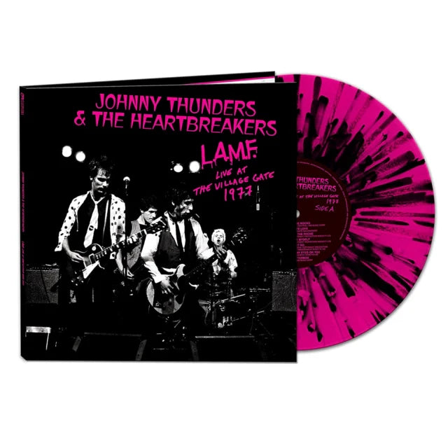 Pink vinyl record of Johnny Thunders & the Heartbreakers' L.A.M.F. live album, released by Cease & Desist Records.