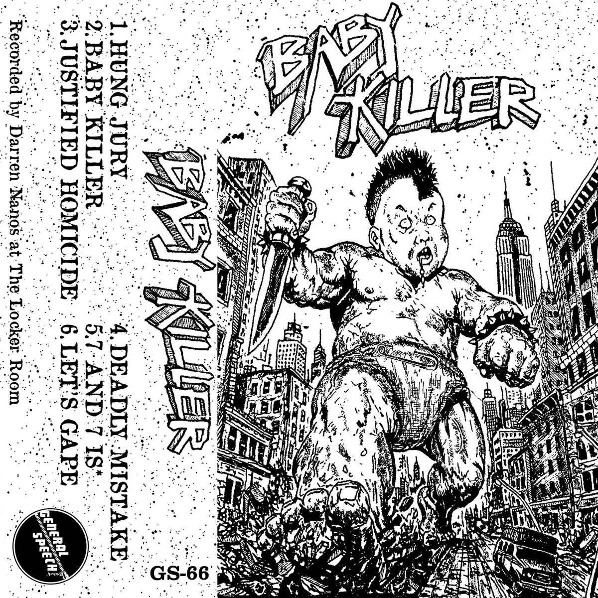 Baby Killer cassette tape by Cease & Desist Records, featuring the album cover art with dark, intense imagery.