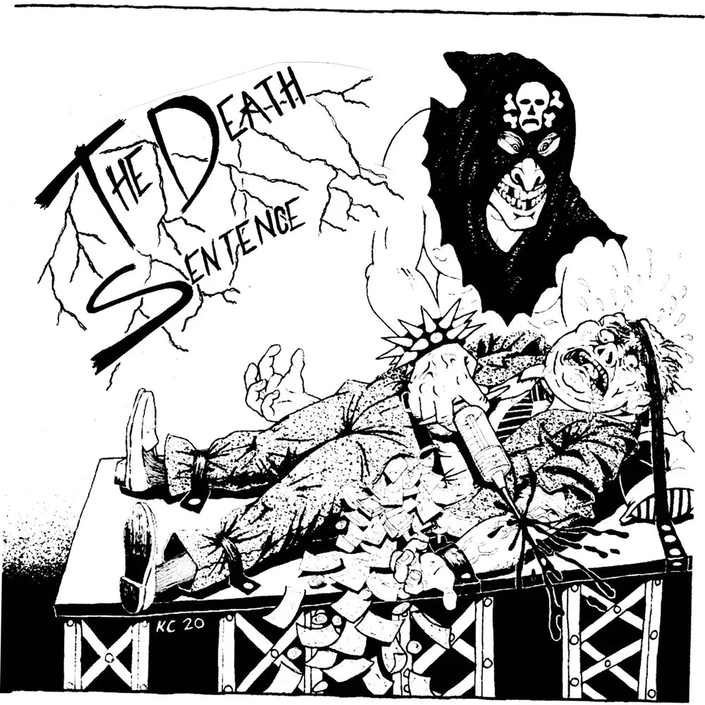 Cover art for Cease & Desist Records' vinyl split 7-inch titled Brain Squeeze / The Death Sentence, featuring dark, intense artwork.