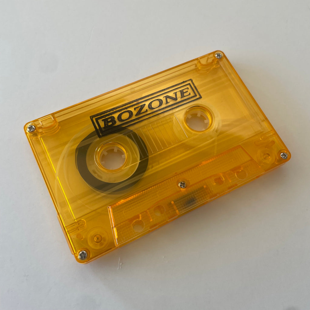 Cease & Desist Records Bozone What Happened to the Bozone cassette tape with colorful cover art and clear plastic case.