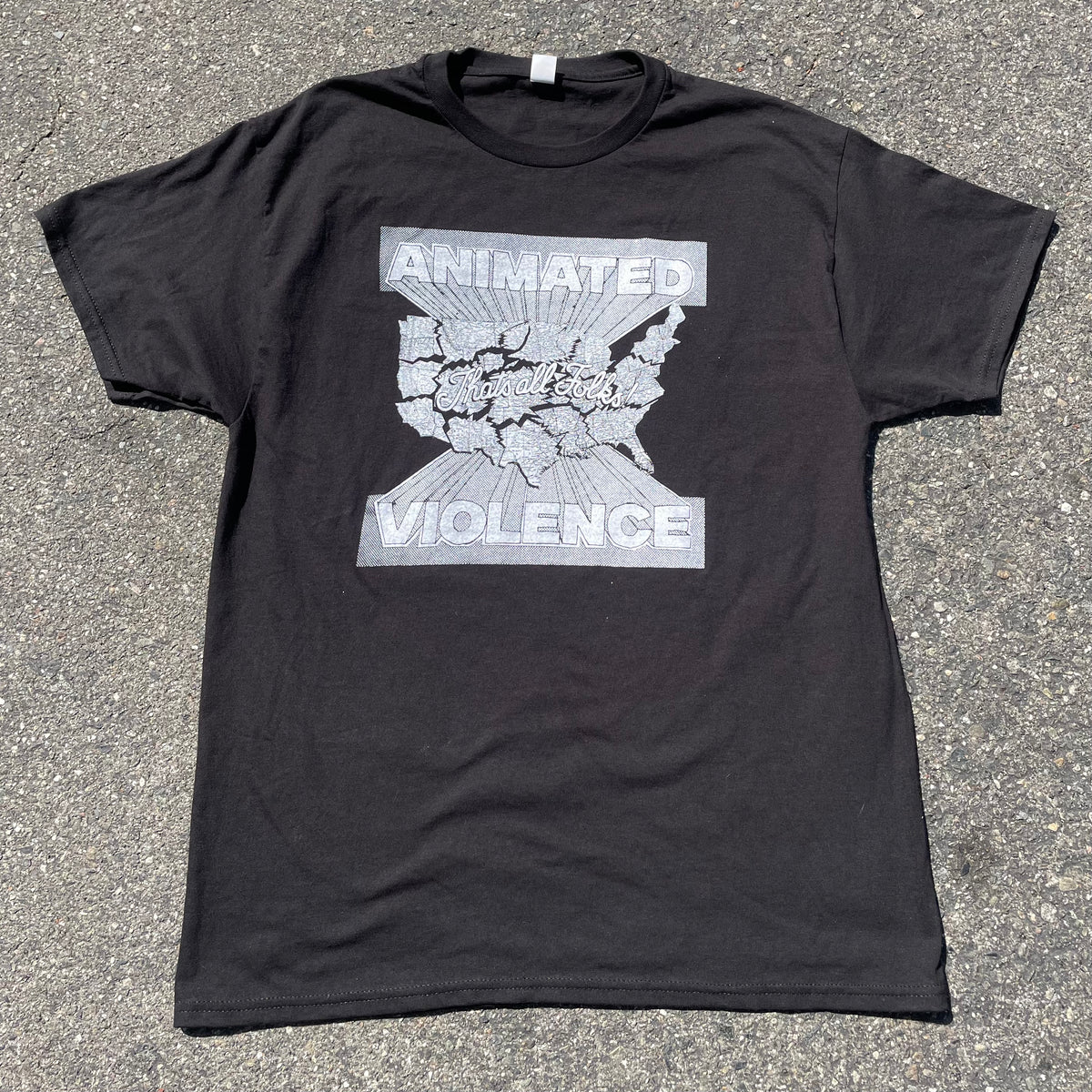 Animated Violence T-Shirt by Cease & Desist Records, featuring bold graphic design on a casual clothing shirt.