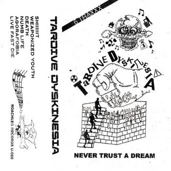 Cassette tape titled "Never Trust a Dream" by Cease & Desist Records, featuring album artwork for Tardive Dyskinesia.