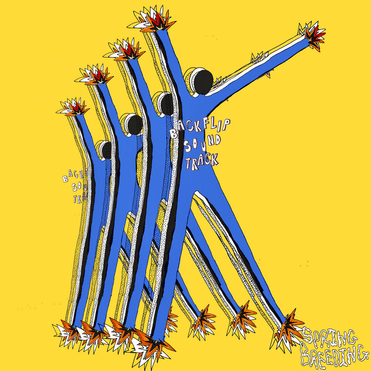 10-inch vinyl record of Spring Breeding's Backflip Soundtrack EP by Cease & Desist Records, featuring colorful album art.
