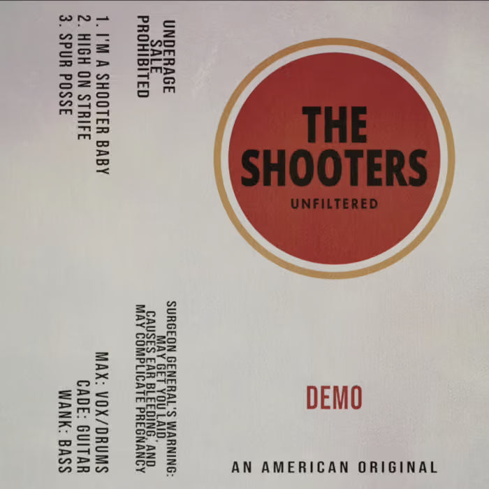 Cease & Desist Records The Shooters Demo cassette tape with black cassette and label design.