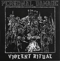 7-inch vinyl record titled Personal Damage: Violent Ritual by Cease & Desist Records, featuring dark, intense artwork on the cover.