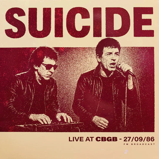 Vinyl record of Suicide's live performance at CBGB in 1986, released by Cease & Desist Records, showing the album cover art.